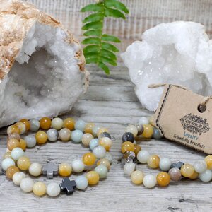 Set of 2 Friendship Bracelets with Amazonite  Yellow Jasper - Loyalty  Gift