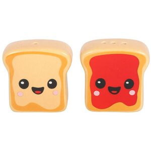 Kawaii Toast Salt  Pepper Shakers Set in Pink Toaster Holder