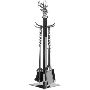 Hand Turned Stag Companion Set in Polished Nickel Luxury Decor