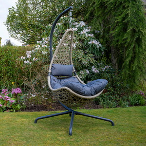 SHG Flat Weave Hanging Chair With Cushion