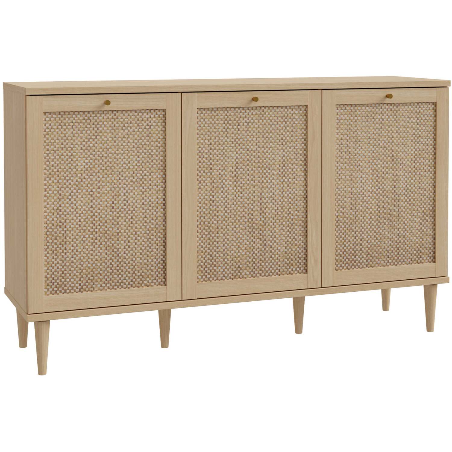 Mallowmoss 3-Door Rattan & Wood Sideboard, Matt Natural - Natural
