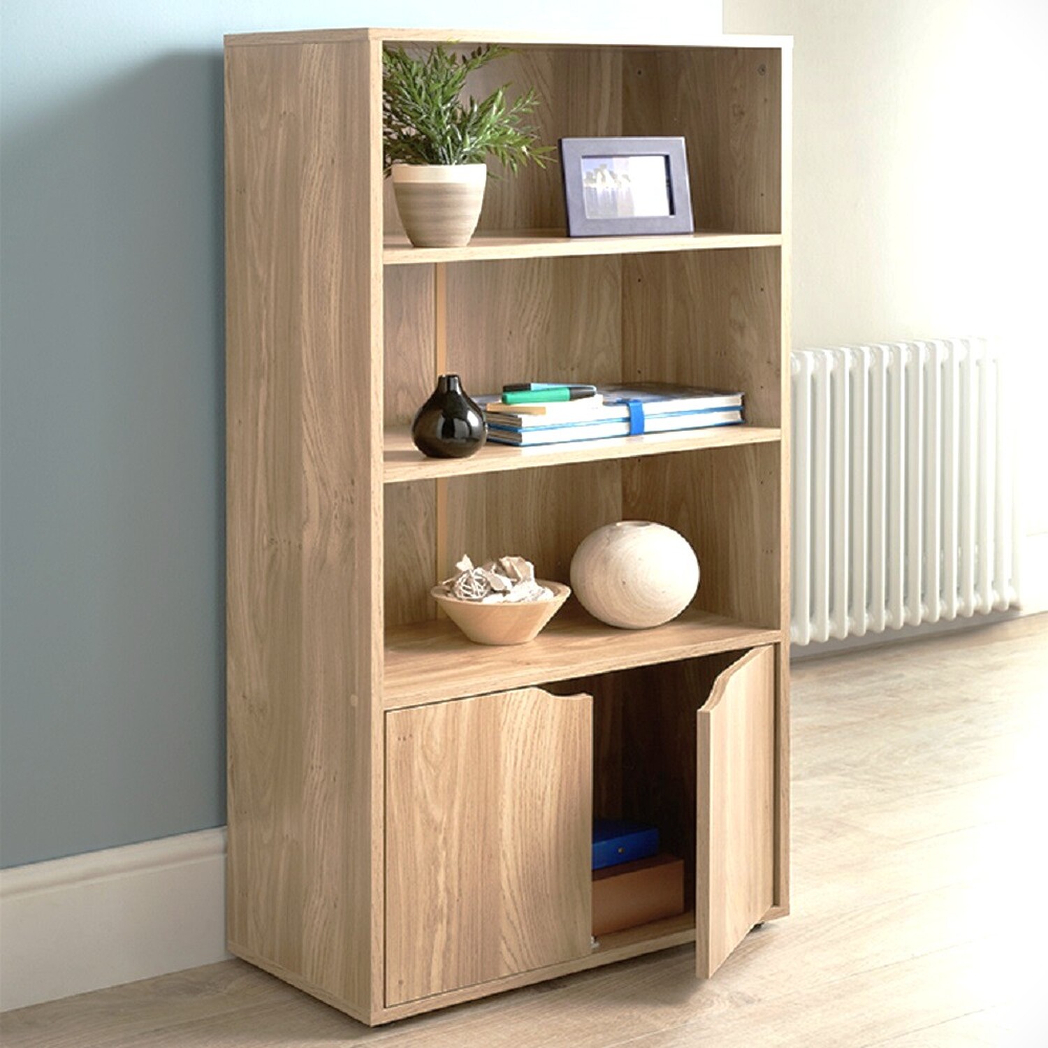 Modern Collection Wooden Bookcase Storage Unit - Oak