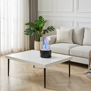 Round Freestanding Tabletop Ventless Ethanol Fireplace with Glass Screen