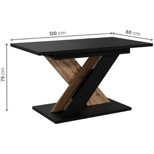Black Dining Table 120-160 cm TOXX Black and Wotan Oak Effect shot 13117469