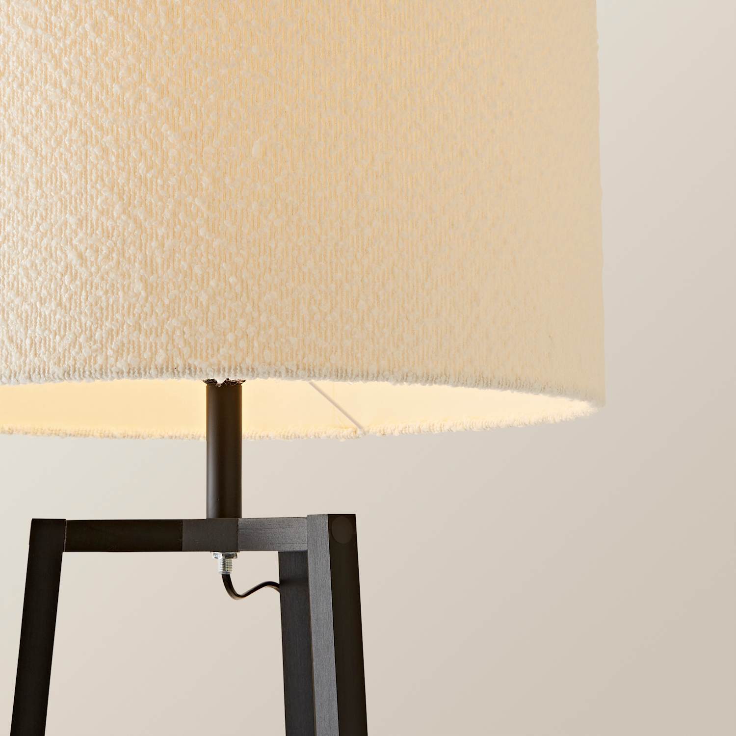 Valuelights Hiru 3 Tier Shelf Wooden Floor Lamp With Large Boucle Reni Shade - Image 2