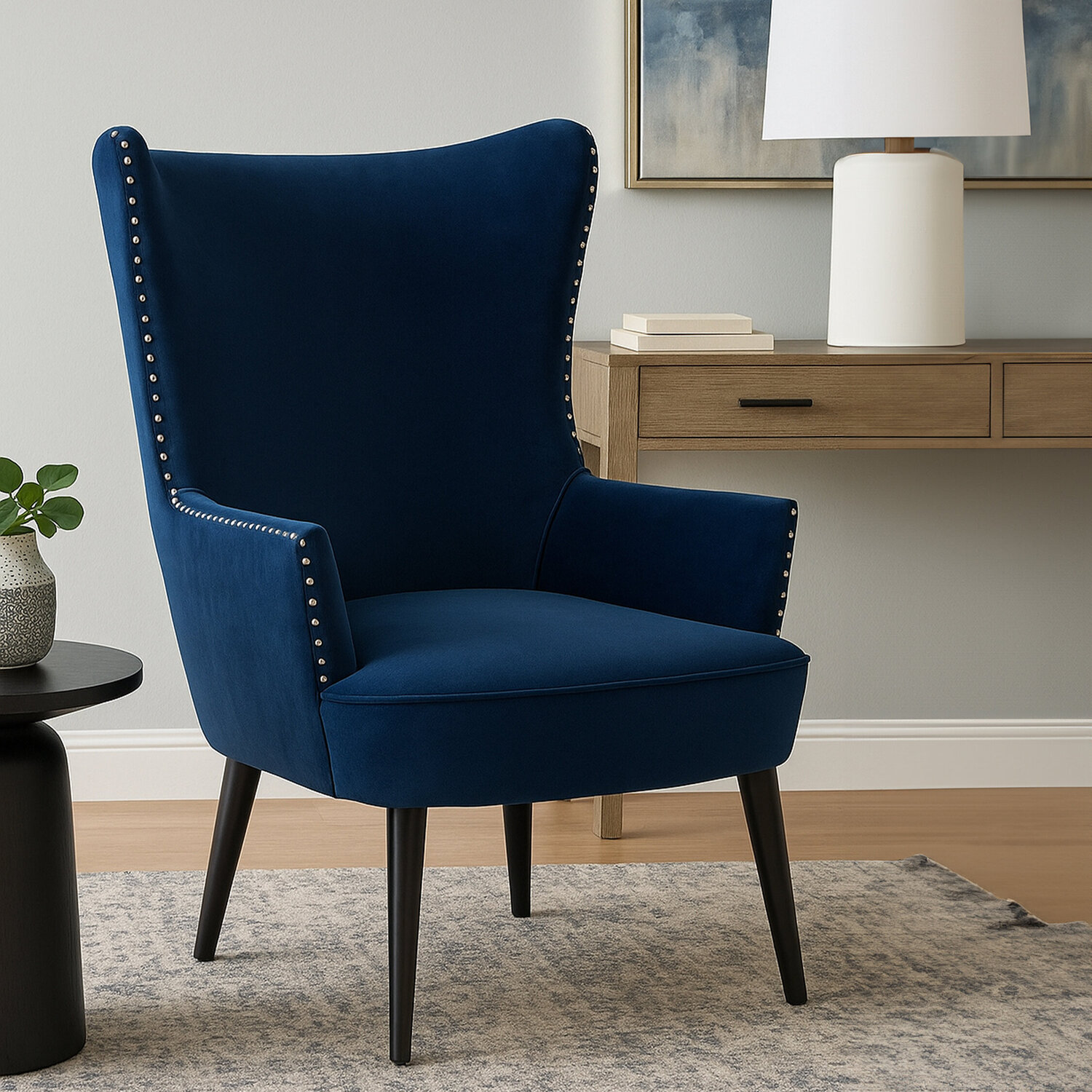 Wexley Wingback Lounge Chair - Blue