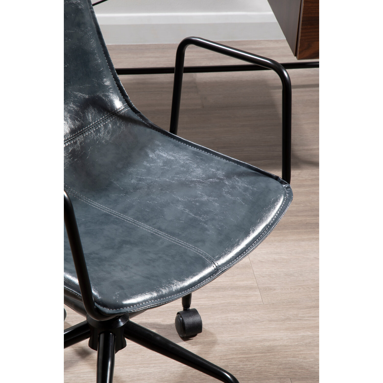 Branson Grey Leather Effect Home Office Chair - Grey