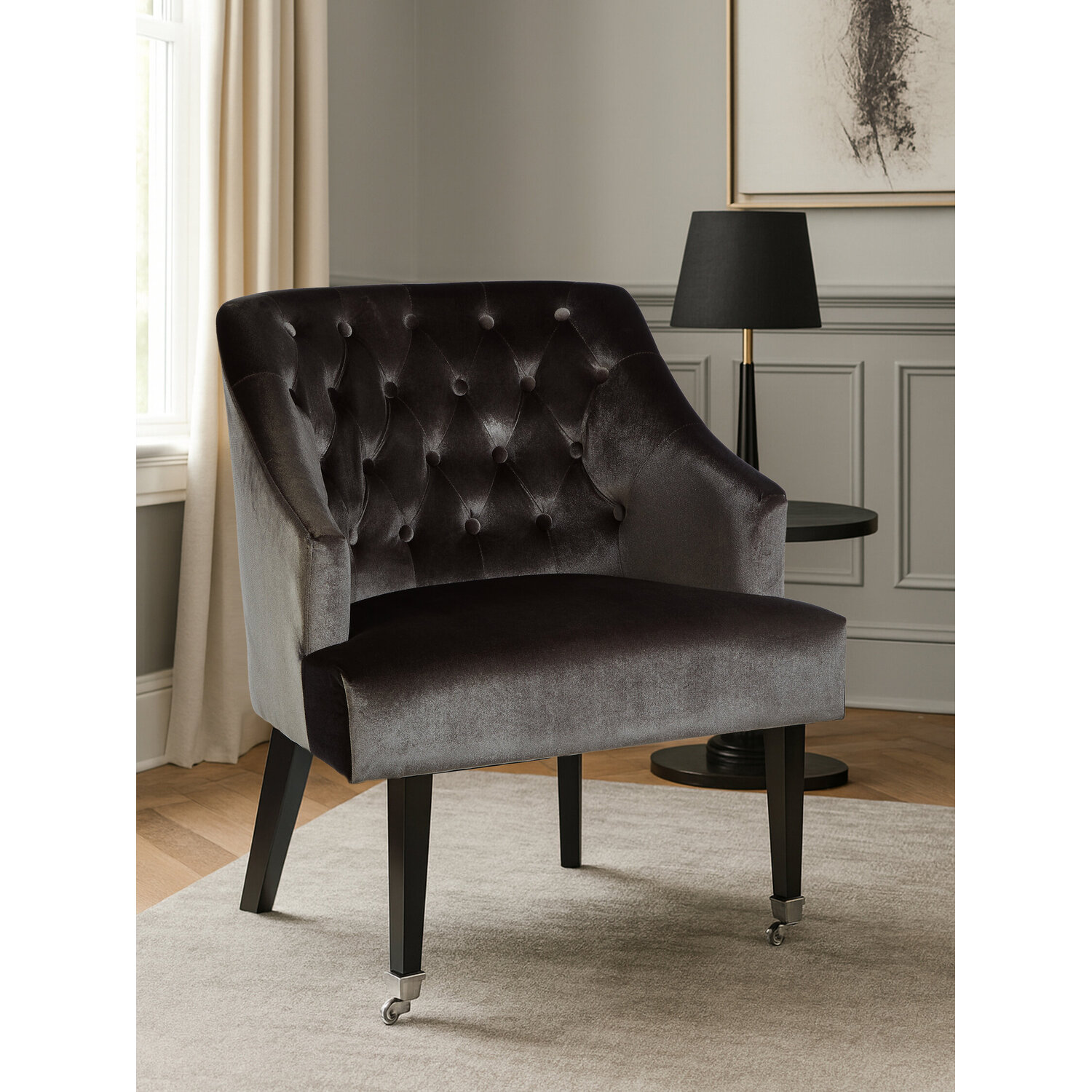 Darwin Grey Velvet Chair - Grey