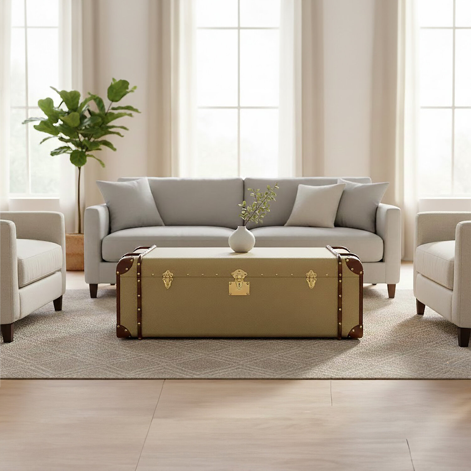 Columbus Canvas Trunk Design Coffee Table - Natural