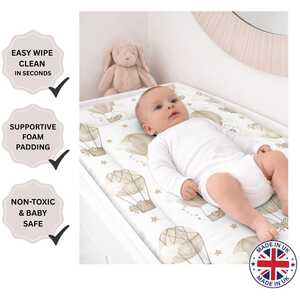 Deluxe Baby Changing Mat – Multiple Beige Hot Air Balloons