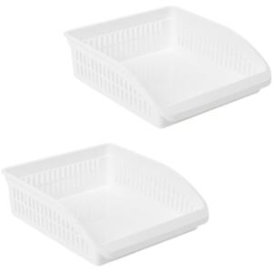 White Plastic Wide Fridge Storage Container Box Holder