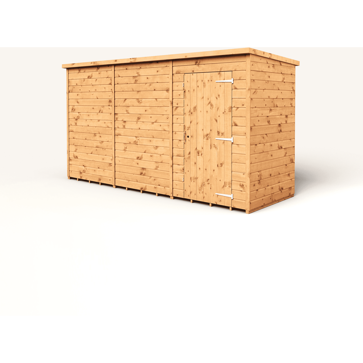 Empire 12x4 Modular Pent Garden Shed with a Single Door - Brown