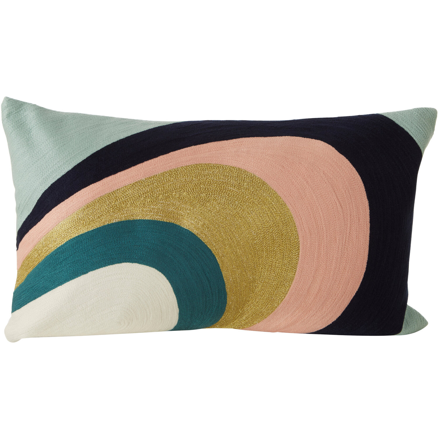 Bosie Ozella Curved Stripes Embroidered Cushion - Multicolour
