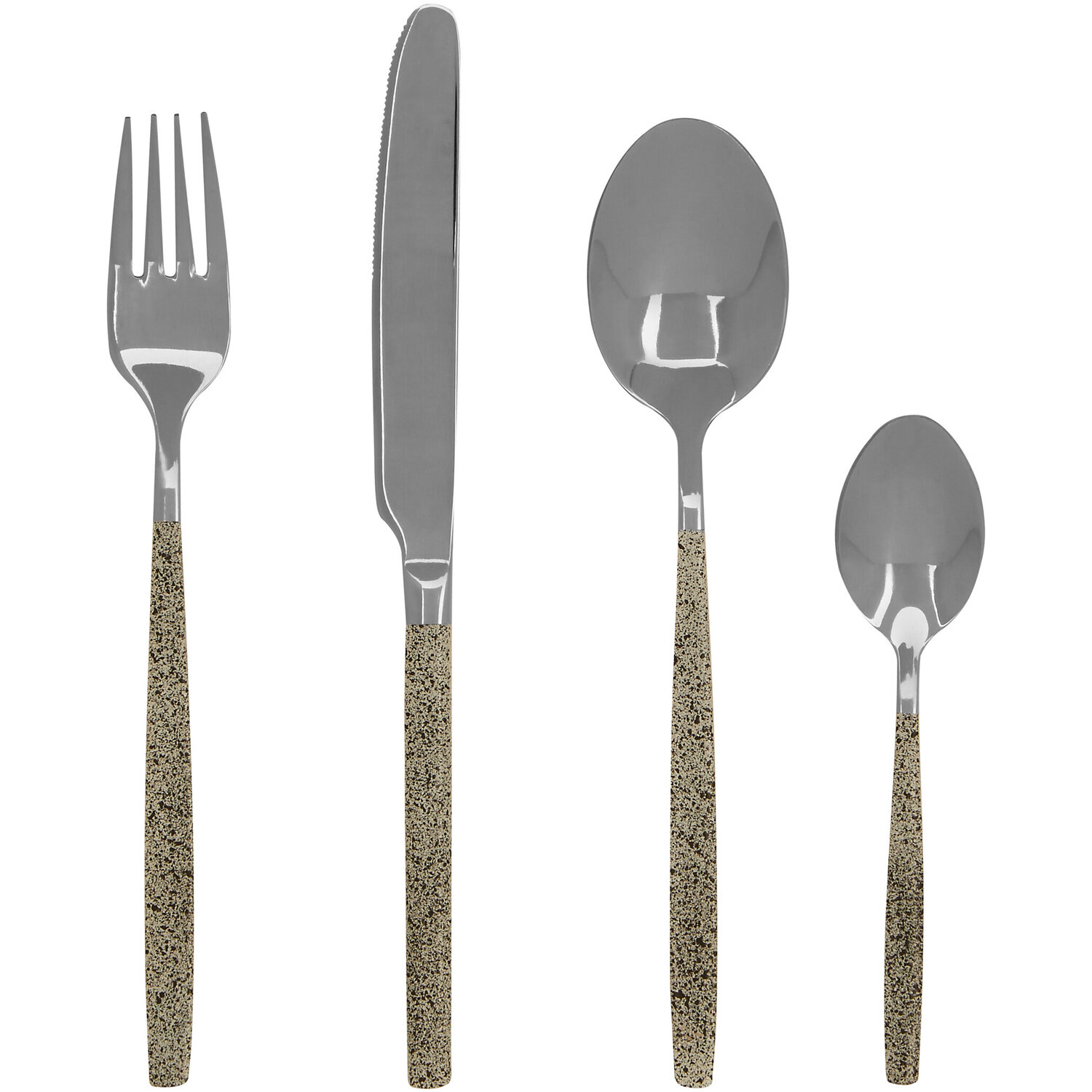 Avie 16 Piece Granite Pattern Cutlery Set - Silver