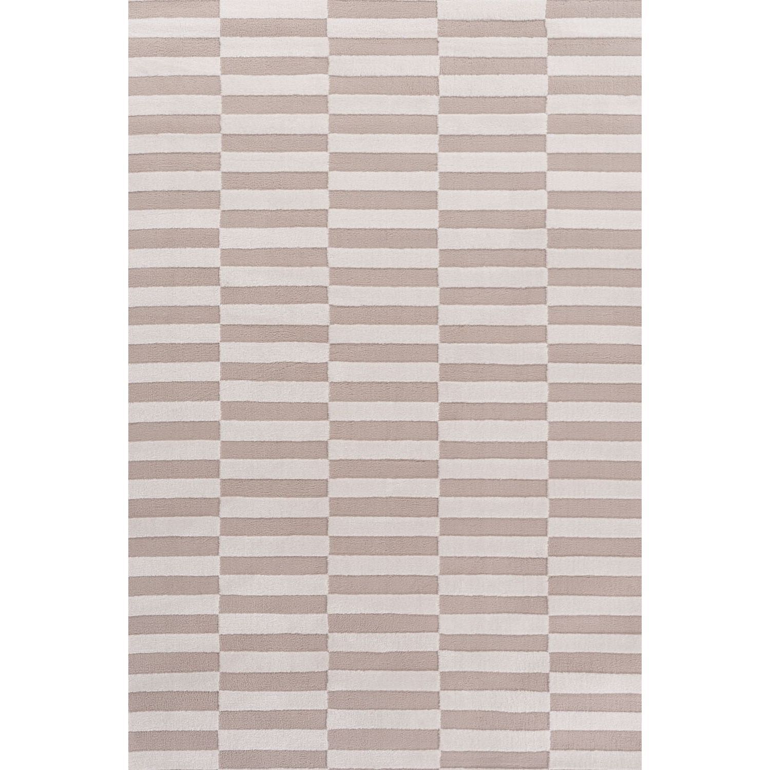 THE RUGS Loft Striped Living Room Area Rug & Runners Soft Pile in Beige | Size: 200cm x 290cm - Image 3
