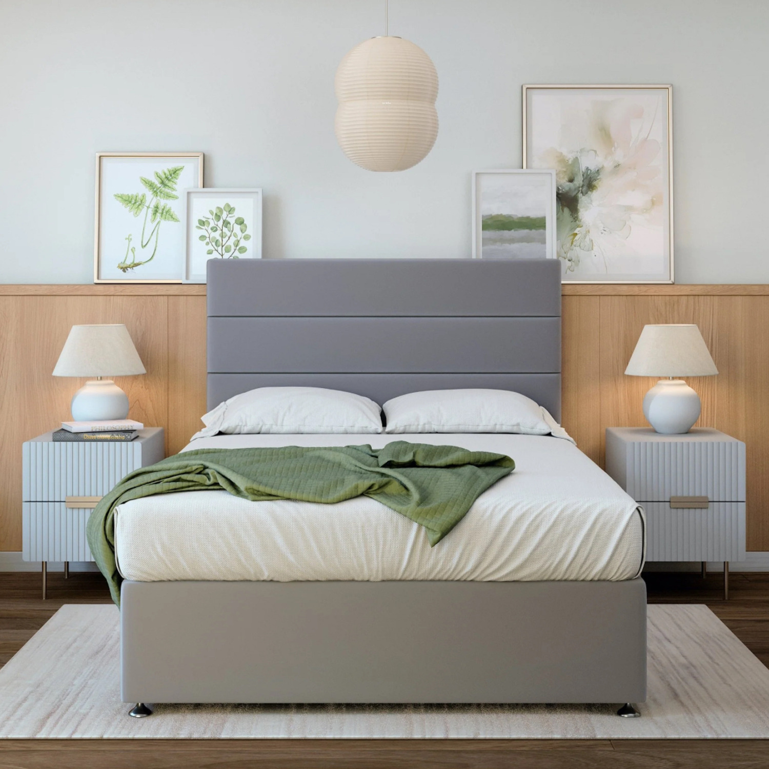 Plush Velvet Divan Base With Storage And Lined Headboard - Colour Options - Silver Small Double 50kg
