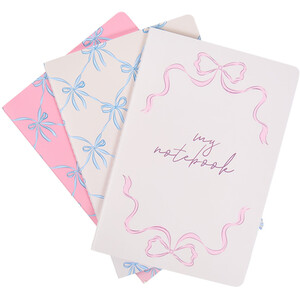 Pack of 3 Pastel Bow Notebooks
