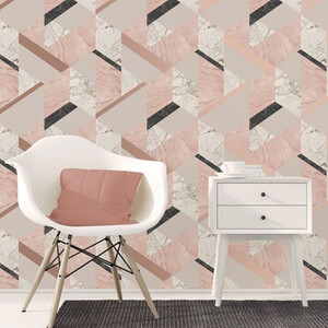 Marble Effect Geometric Luxury Metallic Wallpaper
