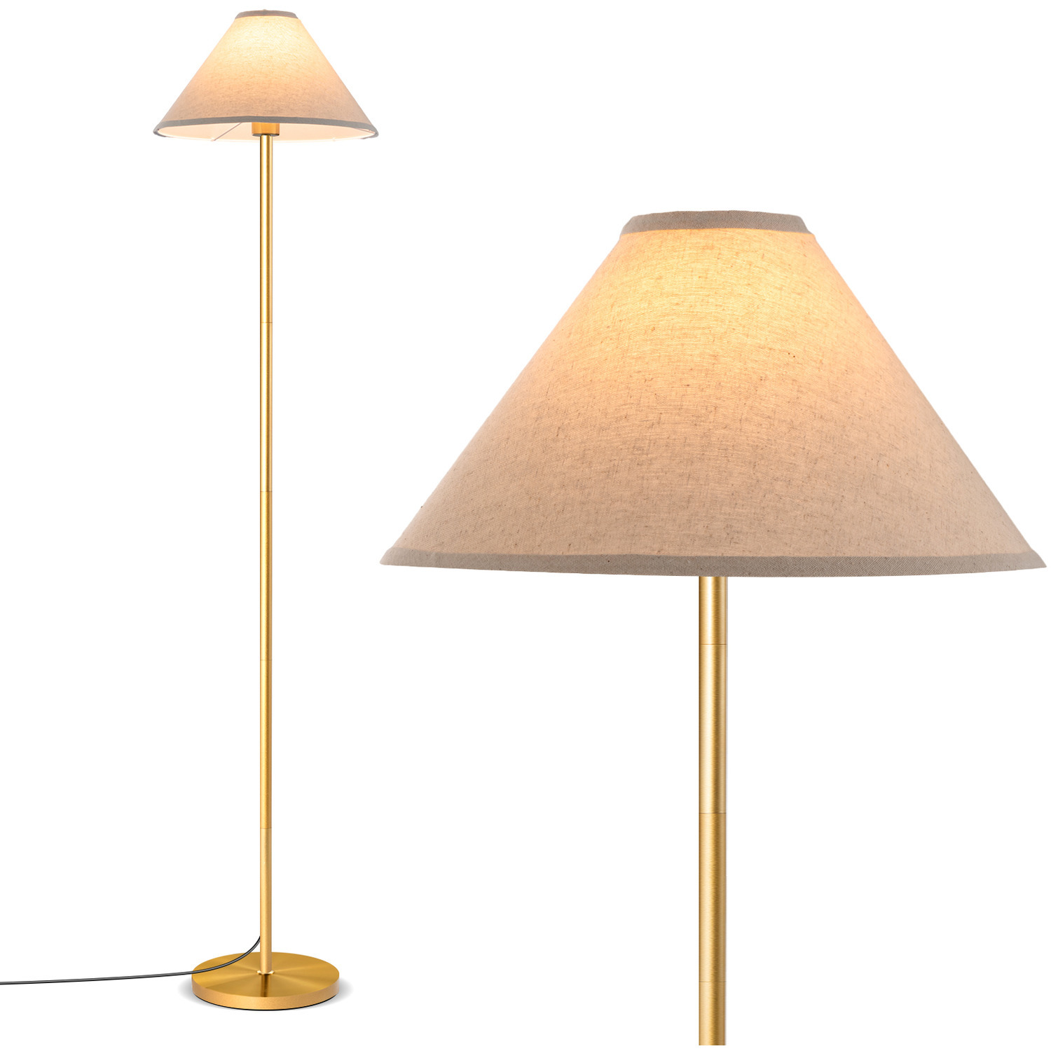 Image of 162cm Standing Lamp with Linen Shade&hellip;