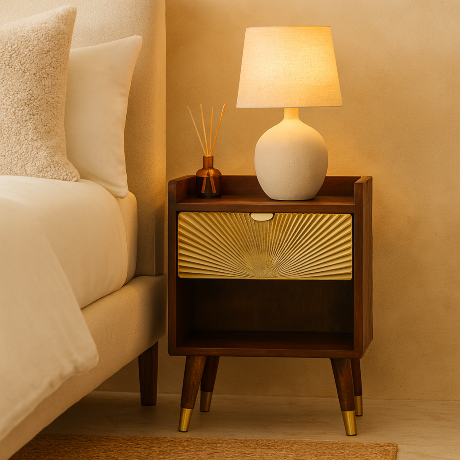 Manila Solid Wood Bedside Table
