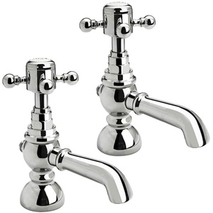 Balterley Traditional Bathroom Deck Mounted Bath Pillar Taps - Crosshead Handles
