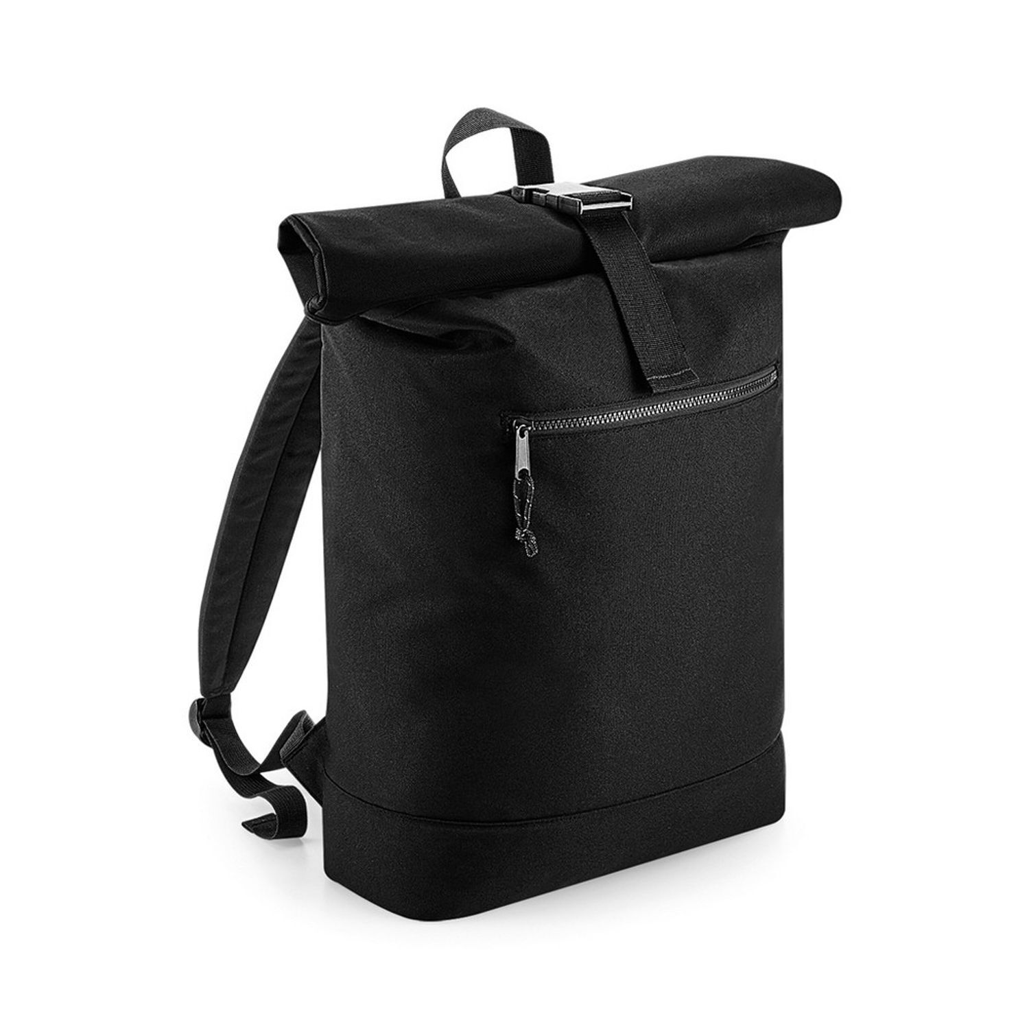 Bagbase Unisex Recycled Roll-Top Backpack - Black