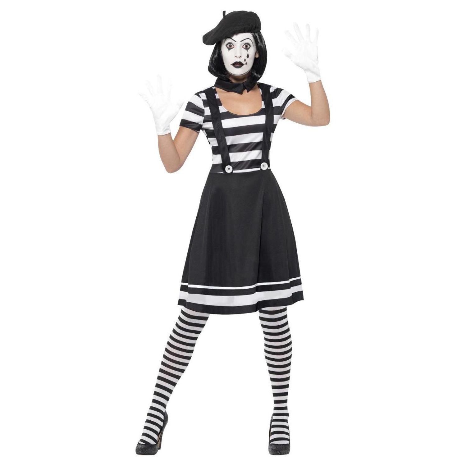 Smiffys Womens/Ladies Mime Artist Costume Set - Black/White / M