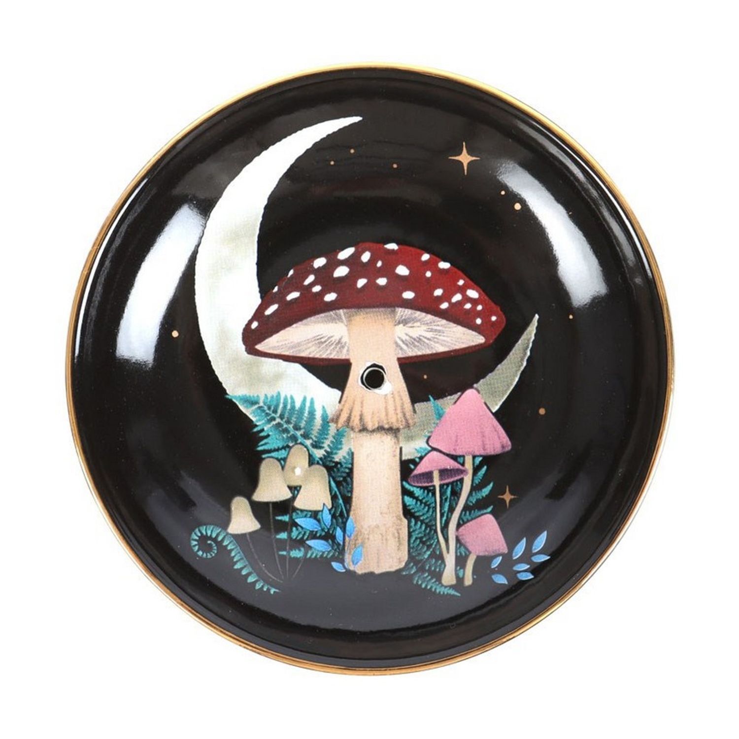 Something Different Ceramic Forest Mushroom Incense Holder - Black/Multicoloured