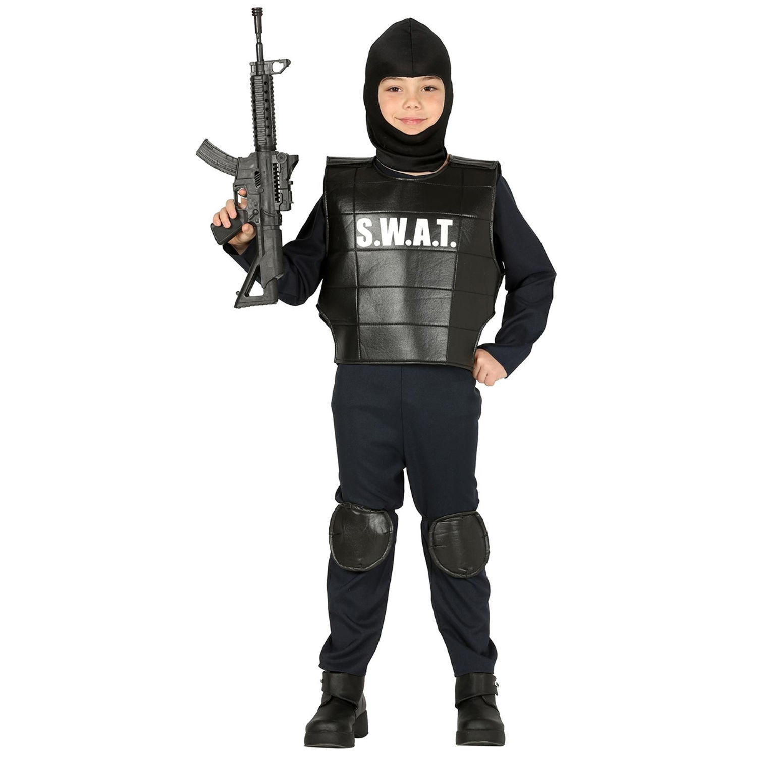 Fiestas Guirca Boys Swat Police Costume Set - Black / 5-6 Years