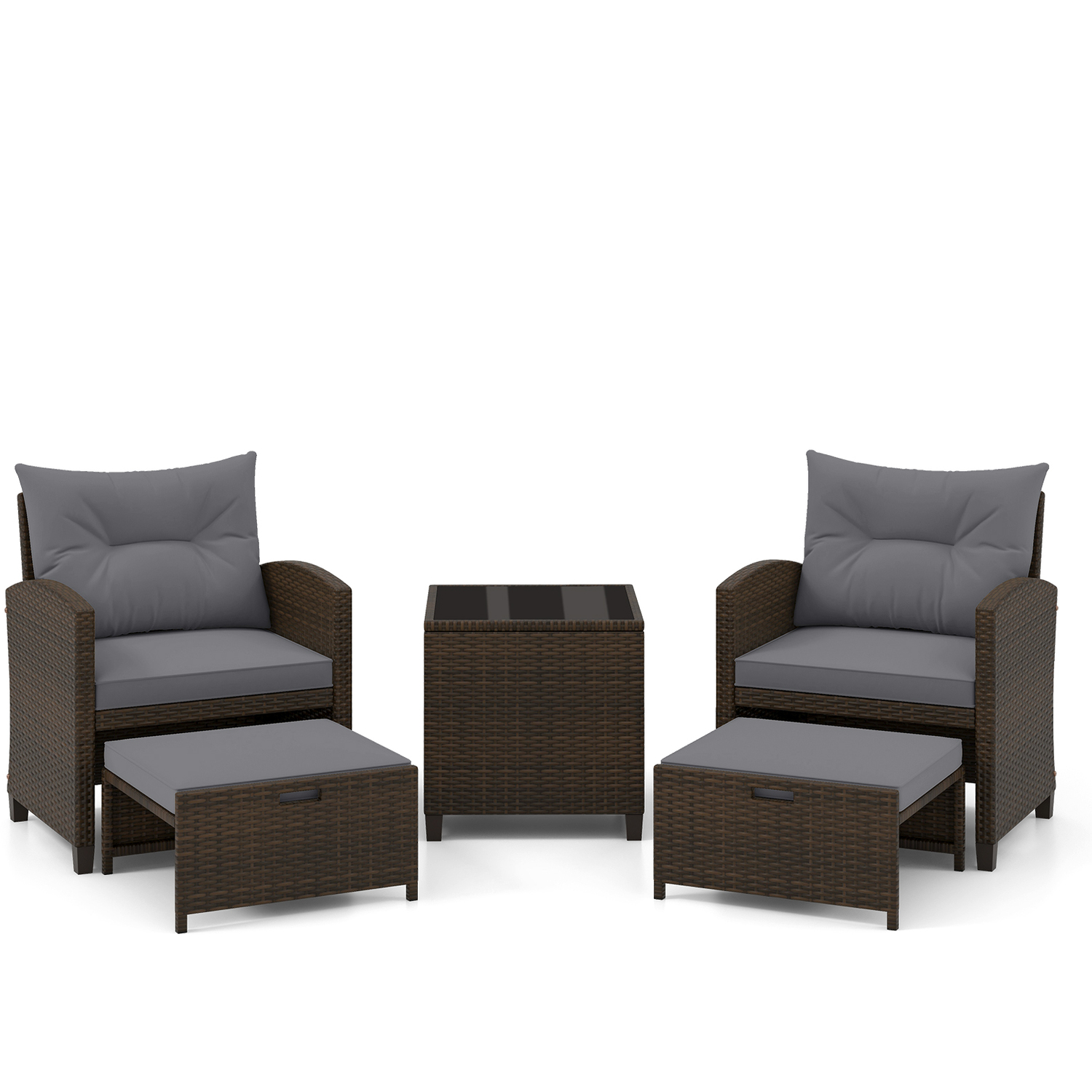 Costway 5 Piece Patio Rattan Furniture Set - Grey