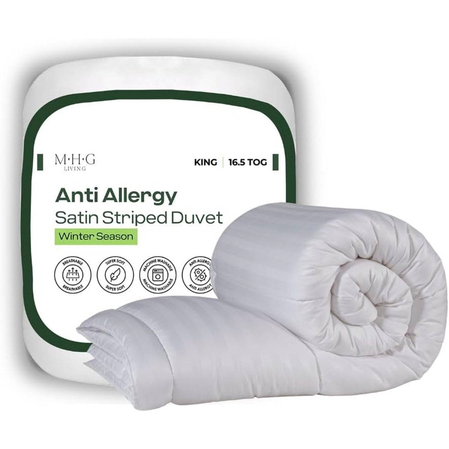 Mhg Living Anti-Allergy 16.5 Tog Ultra Warm Winter Duvet - Lightweight Microfibre Breathable Quilt - King