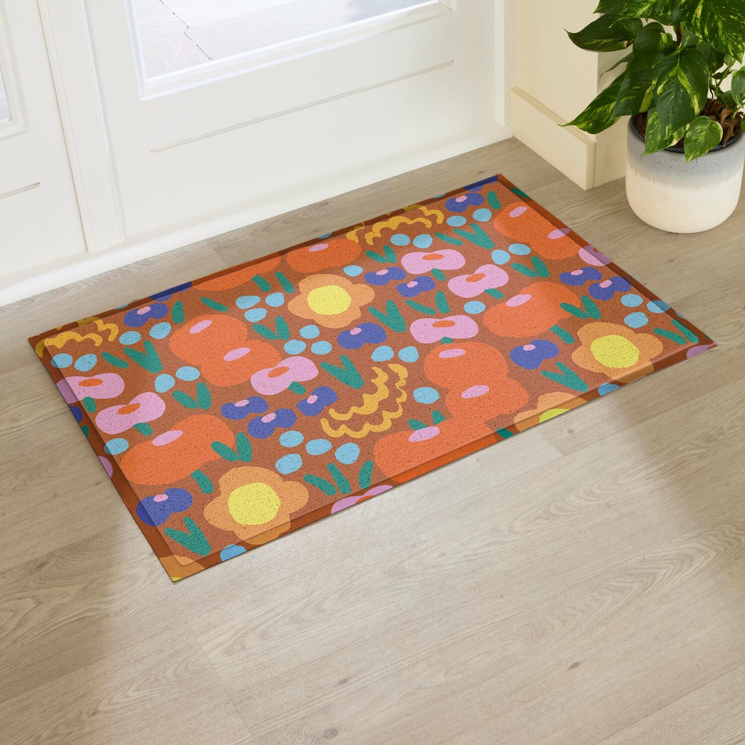 Artsy Mats Elizabeth Olwen Red Floral Indoor/Outdoor Doormat (90X60cm) - Multi / 90 X 60Cm