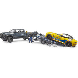 Bruder RAM 2500 Power Wagon and BRUDER Roadster Racing Team Detailed Vehicle & Playset Model