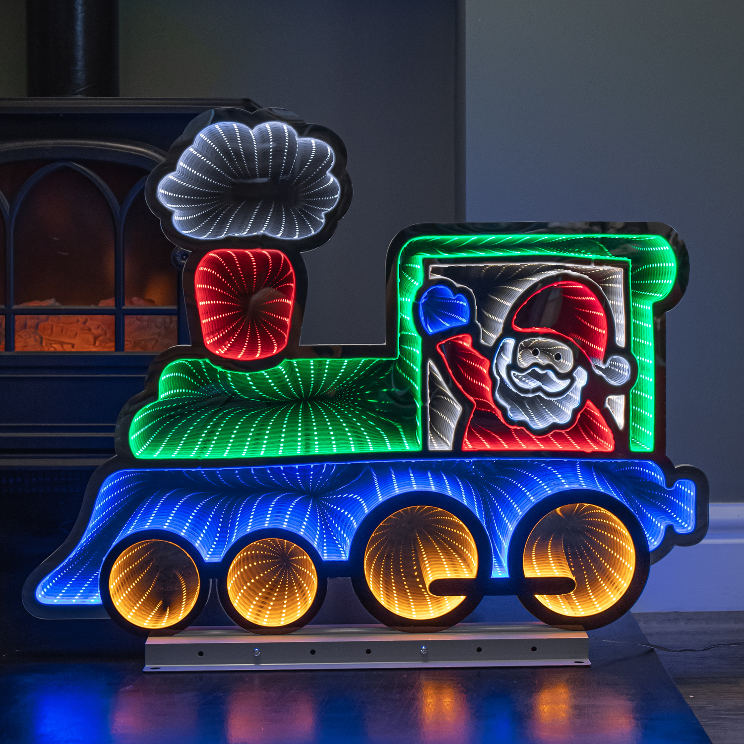 Snow Time 63Cm Light Up Christmas Train Infinity Decoration With Santa & Leds - Image 3