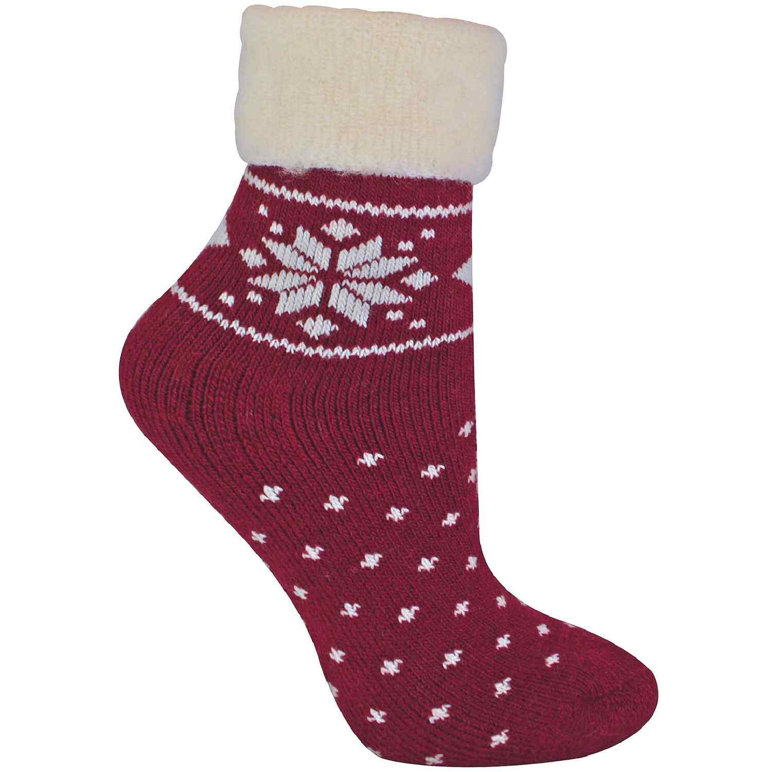 Sock Snob Womens Ladies Wool Bed Socks with Fairisle Design - Image 2