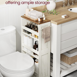 VASAGLE 4-Tier Slim Storage Trolley, Kitchen Trolley with Wheels
