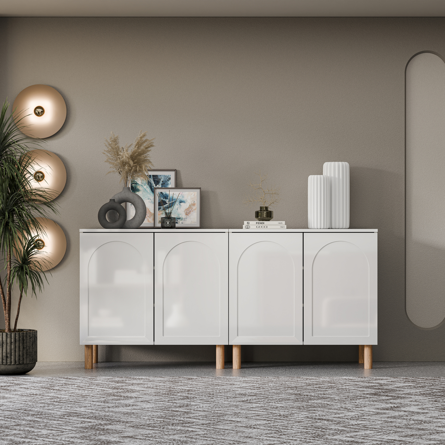 Decorotika Bohem 180 Cm 4 Doors Sideboard - White