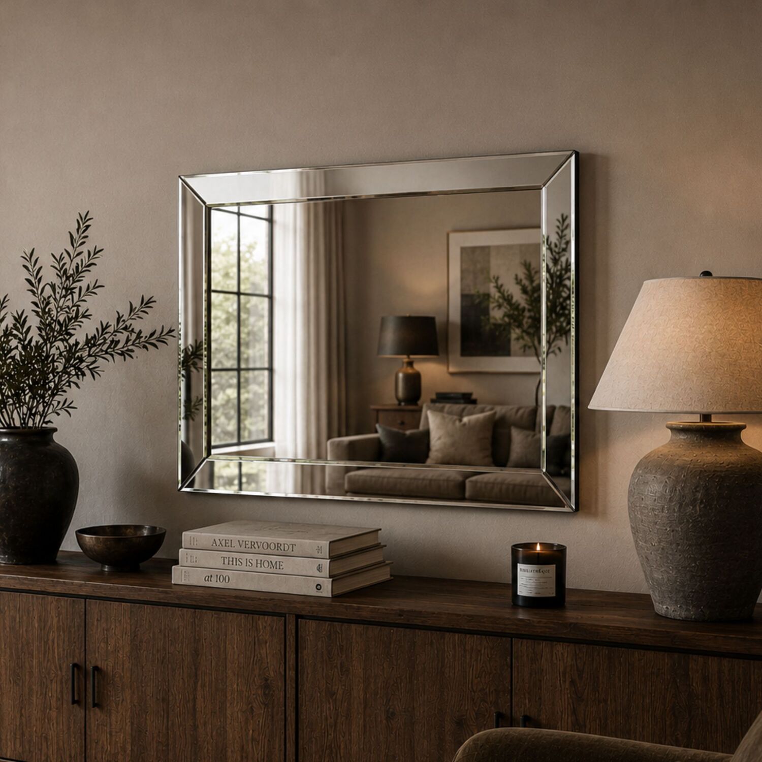 Image of Contemporary Angled Wall Mirror - Black&hellip;