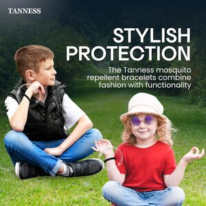 Tanness Black Woven Mosquito Repellent Bracelets for Travel, Camping & Outdoor Use