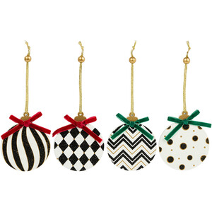 Set of 8 Black and White Christmas Hanging Decorations