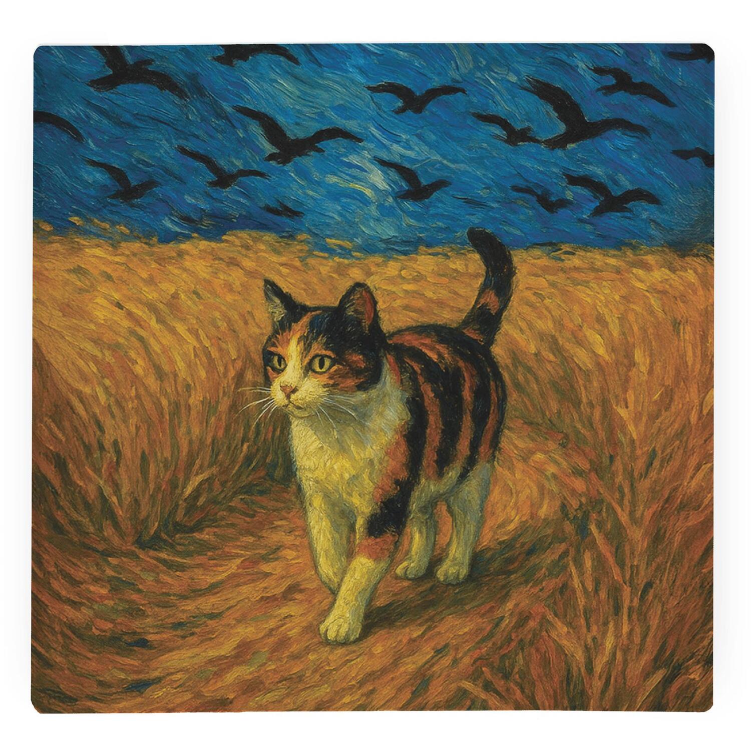 Image of Van Gogh Wheatfields Calico Cat Large&hellip;
