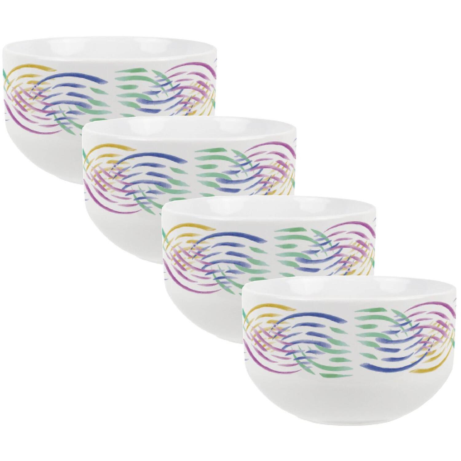 Purely Home Abstract Waves Ceramic Bowl - Green / 4