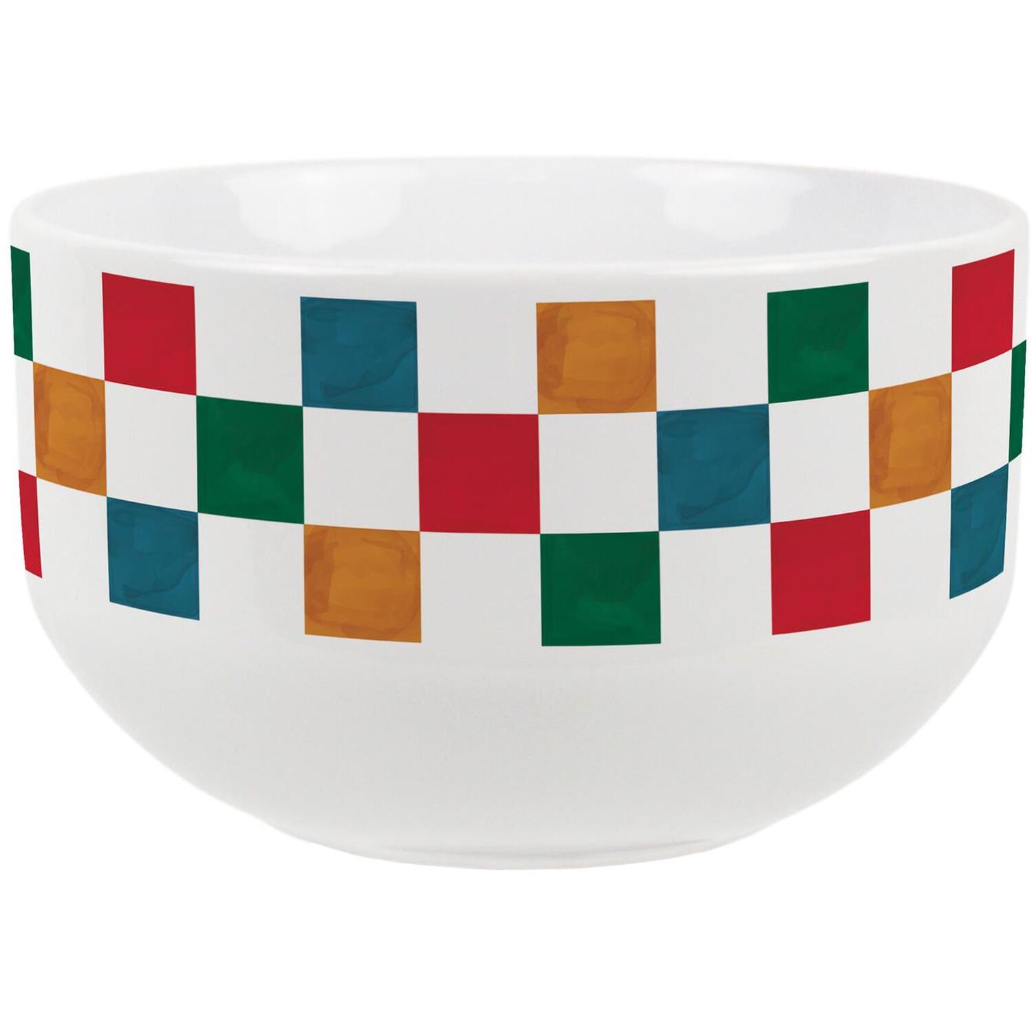 Image of Checkered Ceramic Bowl - Blue /&hellip;