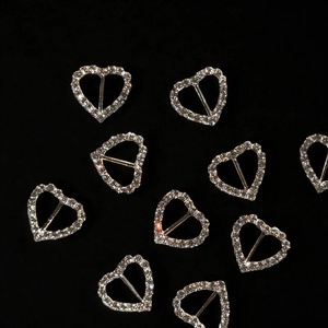Pack of 10 Luxury Heart Diamante Ribbon Slider Buckles