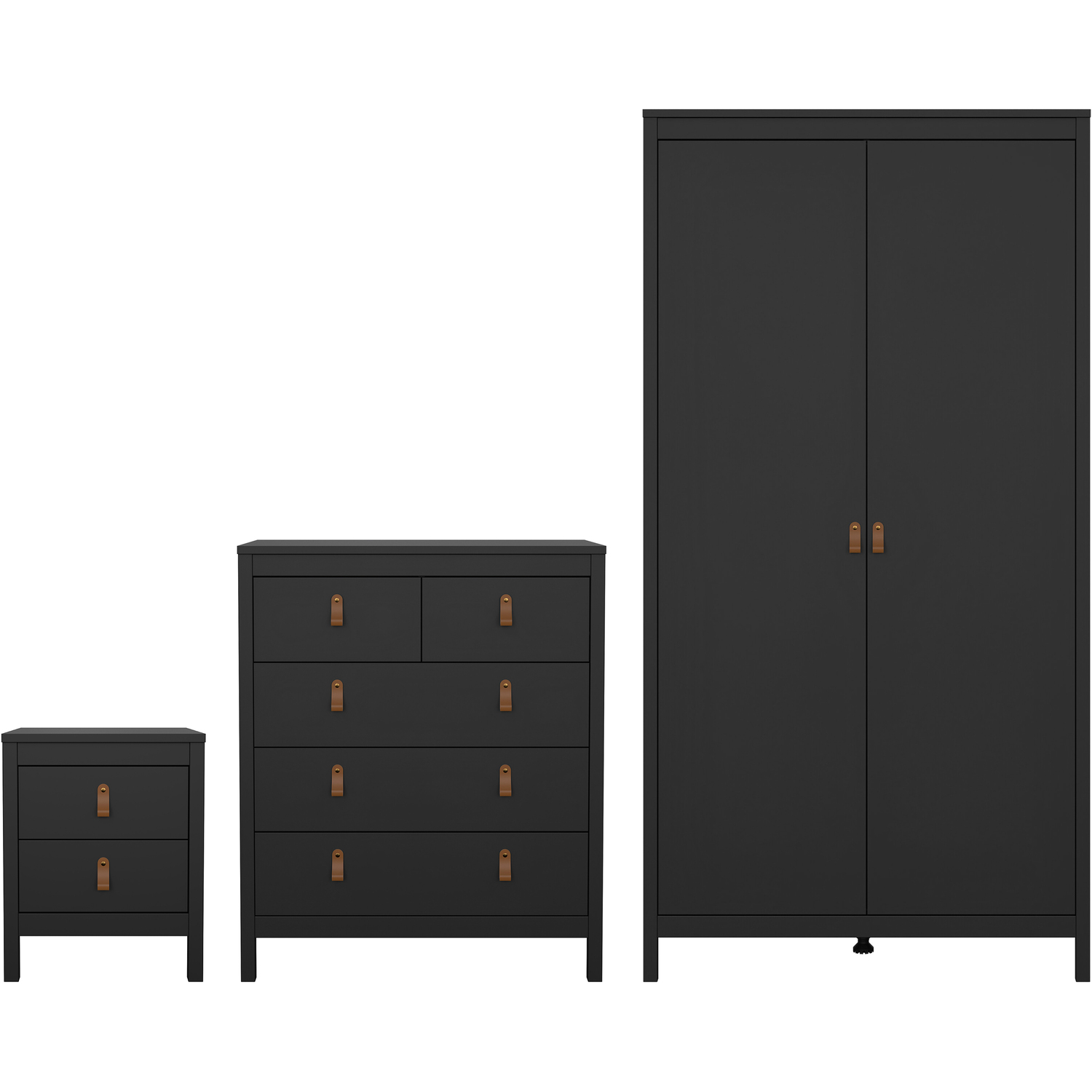 B&Q - Barcelona 3 Piece BundleBedsideChest And 2 Door Wardrobe In Matt Black - Image 3