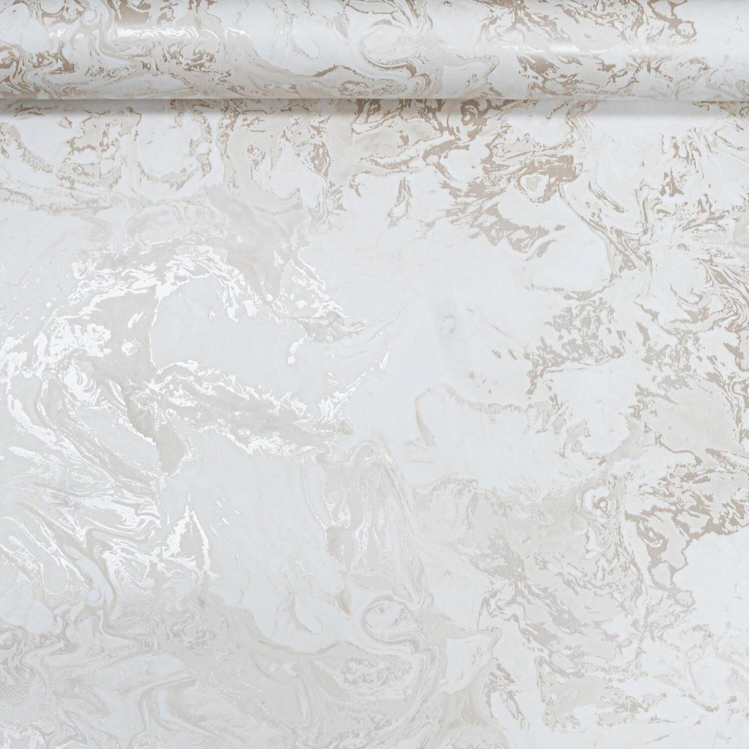 B&Q -  Cream Marble Metallic Wallpaper Ripple Liquid Swirl Effect Gold Shimmer Smooth - Image 3