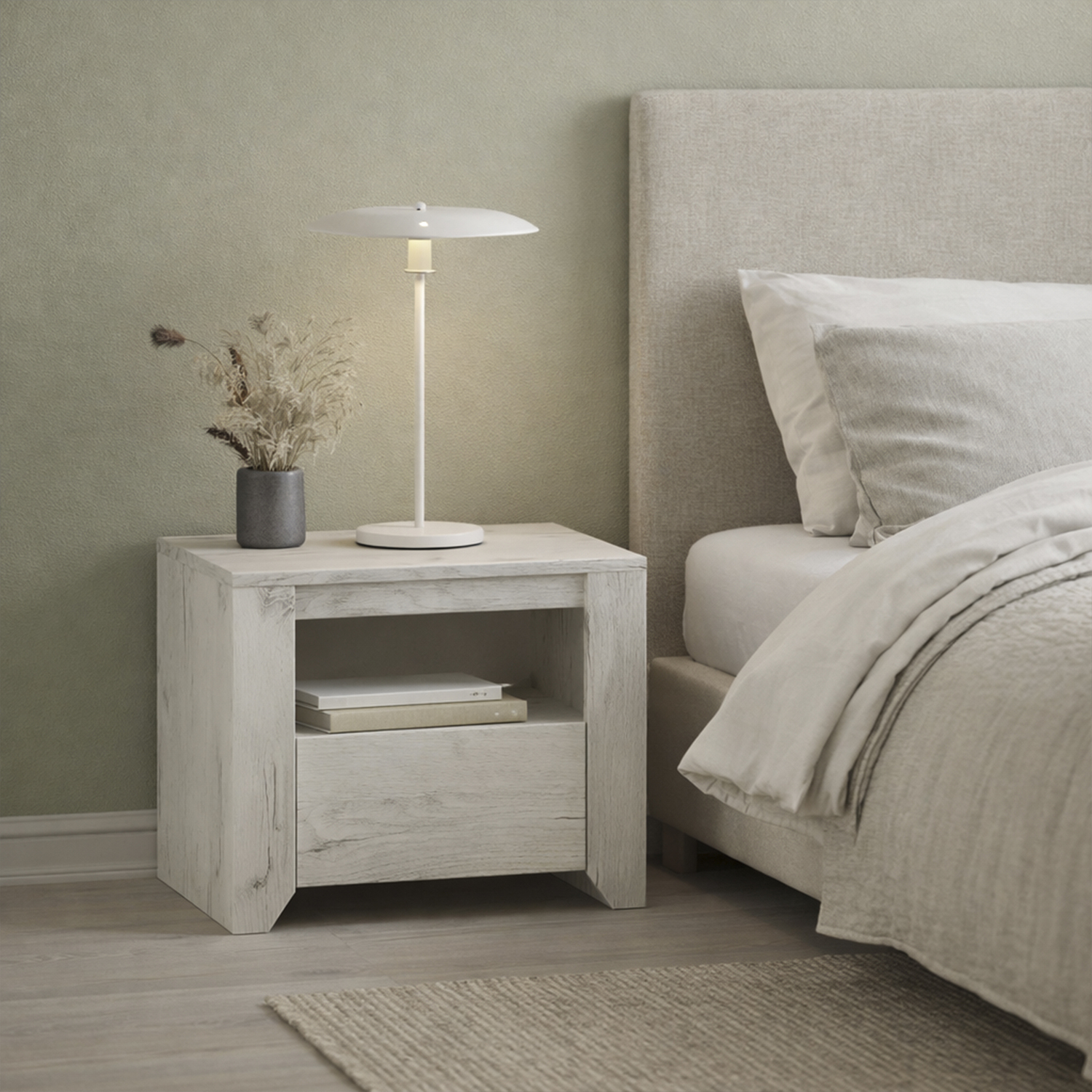 Furniture To Go Angel 1 Drawer Bedside Cabinet - White