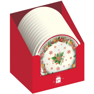 Pack of 6 Christmas Wreath Round Paper Bowls 16.5cm