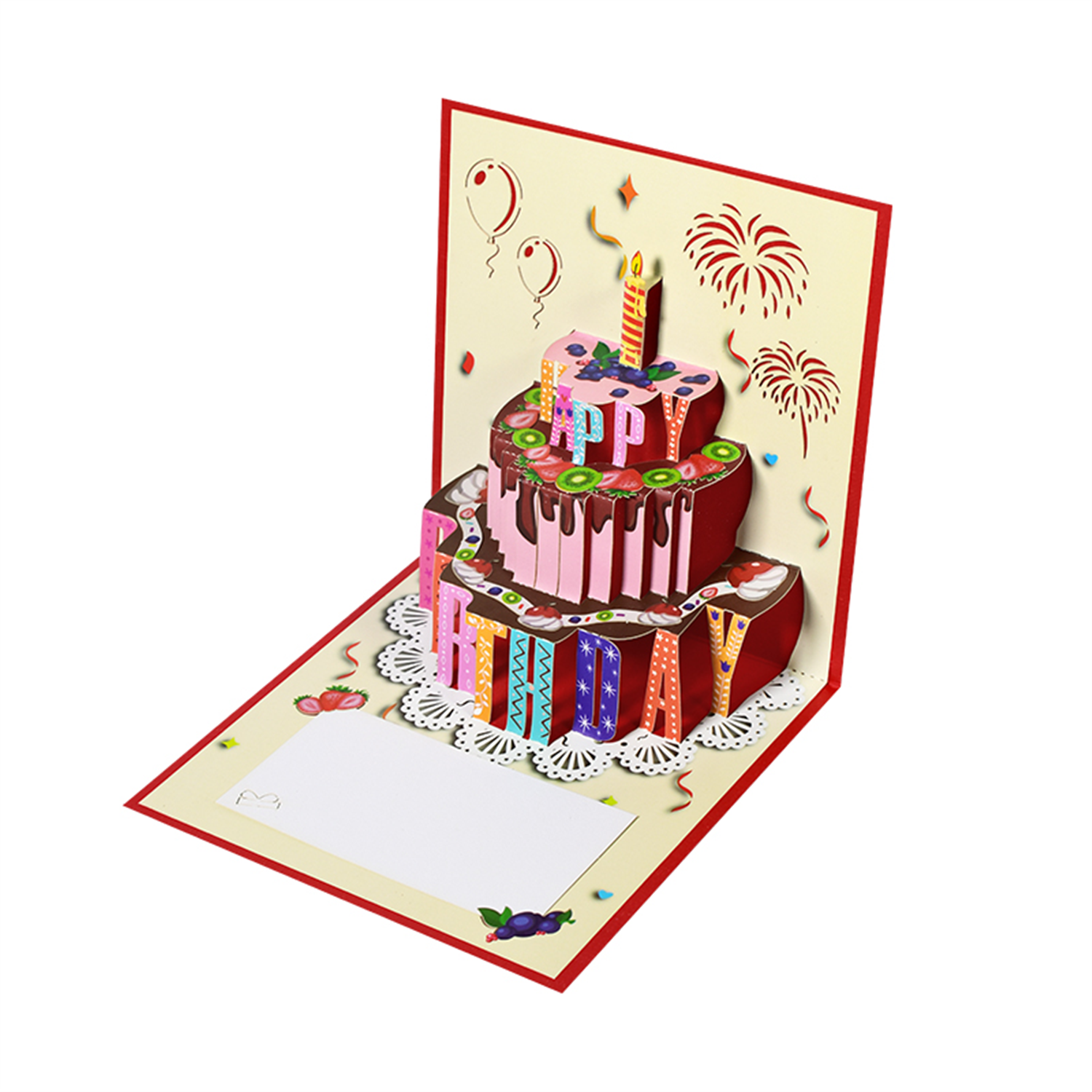 Brightfeel Chocolate Fruit Cake 3D Pop Up Birthday Card - White