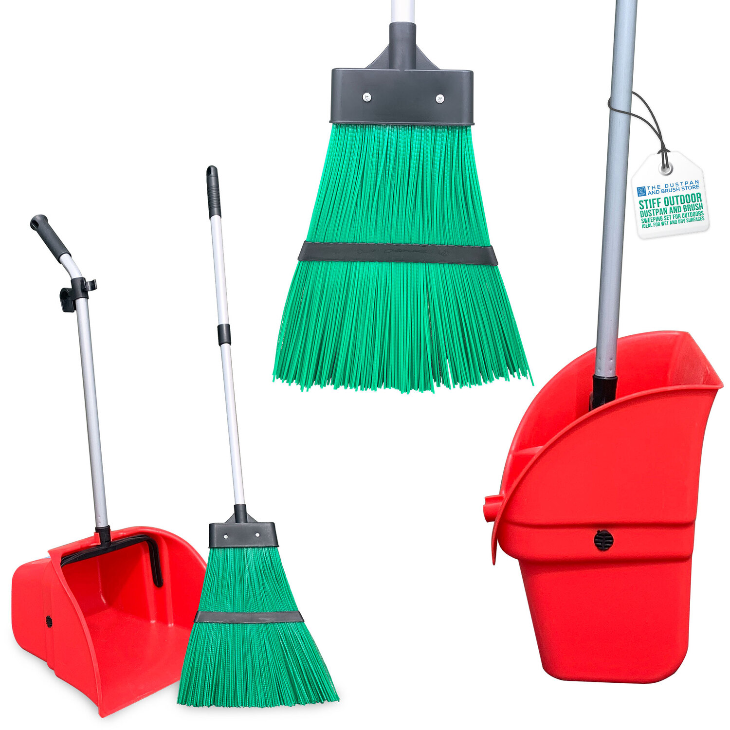 Garden Scoop and Brush Set Long Handle Leaf Collector Outdoor Cleaning - Image 2